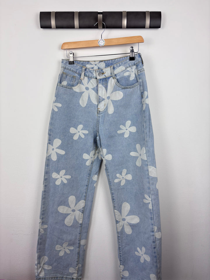 Shein Flower Jeans Small US 4-Trousers-Second Snuggle Preloved