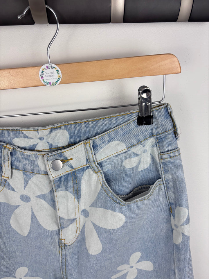 Shein Flower Jeans Small US 4-Trousers-Second Snuggle Preloved