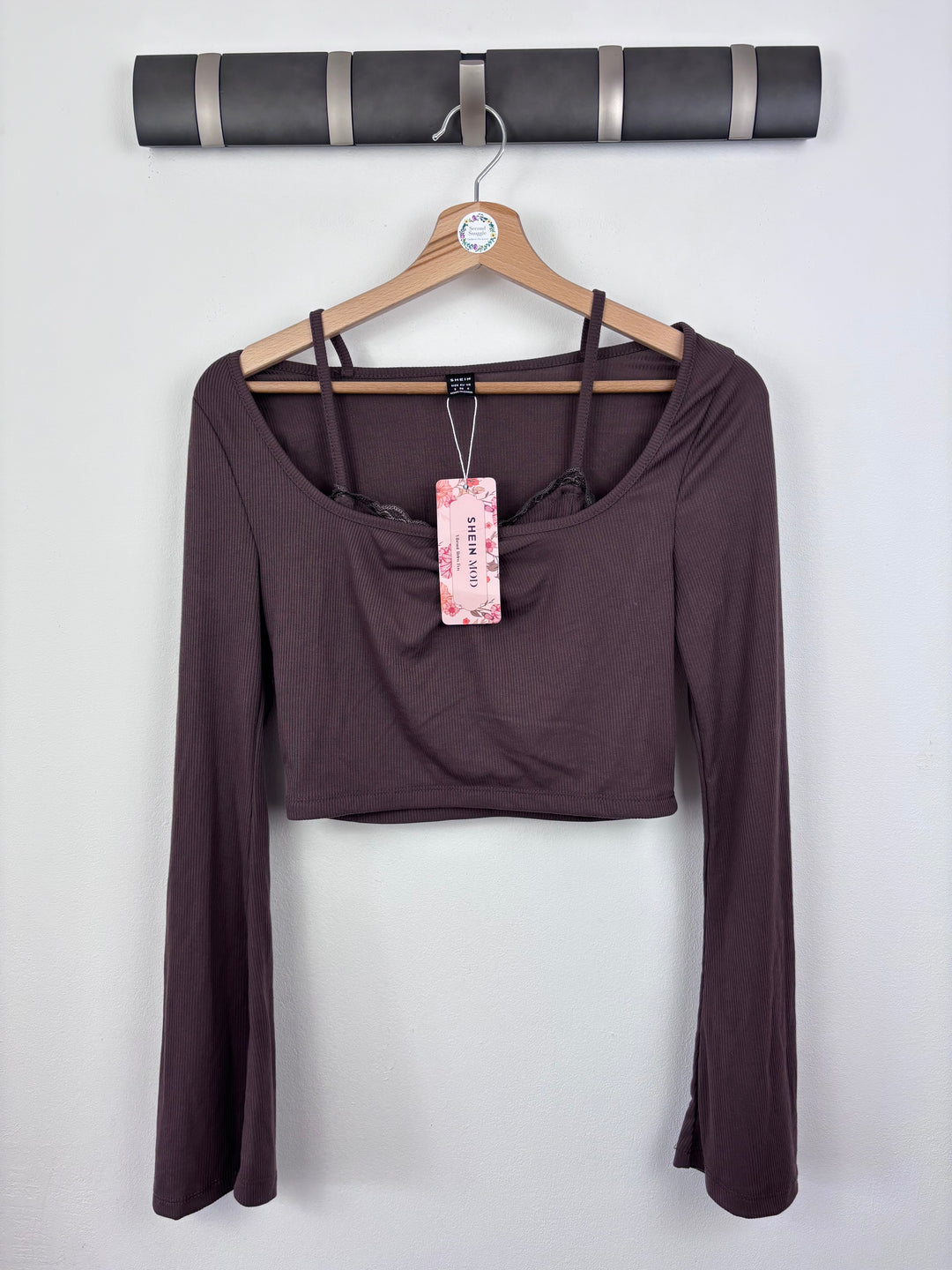 Shein Brown Long Sleeve Crop Top Small-Tops-Second Snuggle Preloved