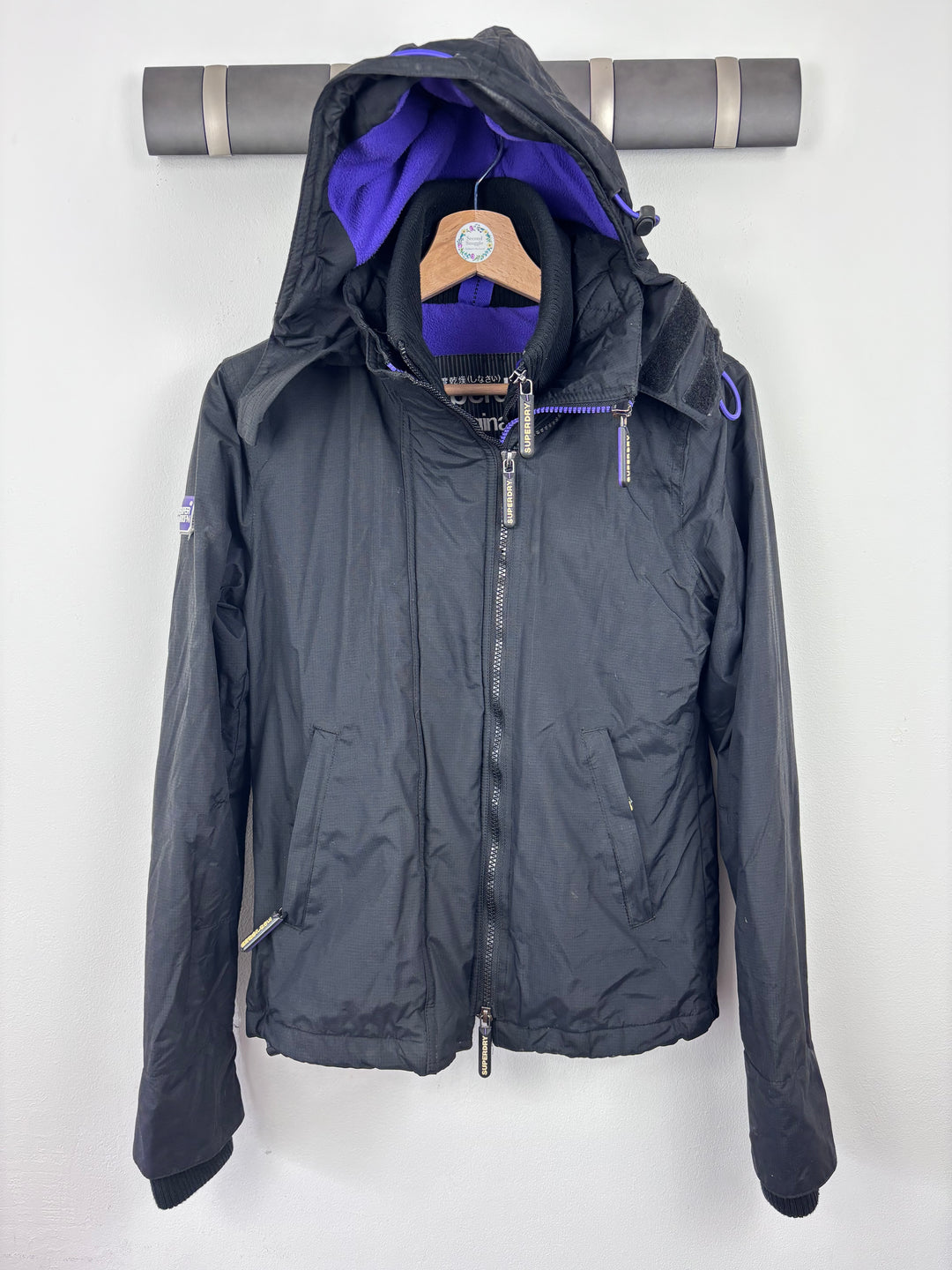 Superdry Black Windcheater Jacket UK 8-Coats-Second Snuggle Preloved
