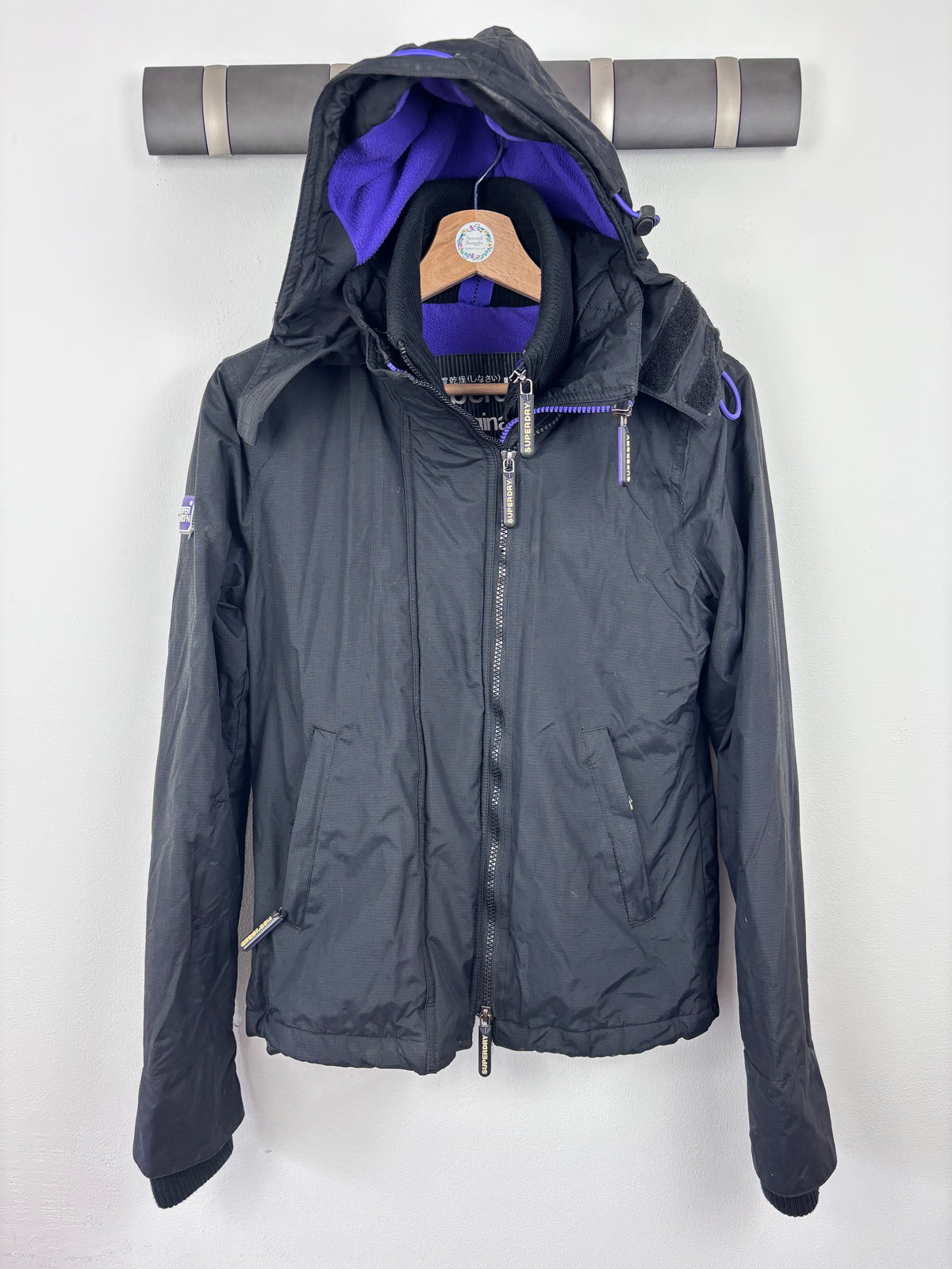 Superdry Black Windcheater Jacket UK 8-Coats-Second Snuggle Preloved