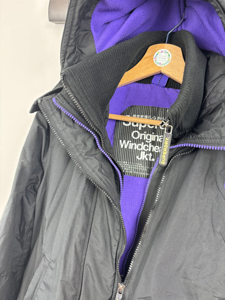 Superdry Black Windcheater Jacket UK 8-Coats-Second Snuggle Preloved