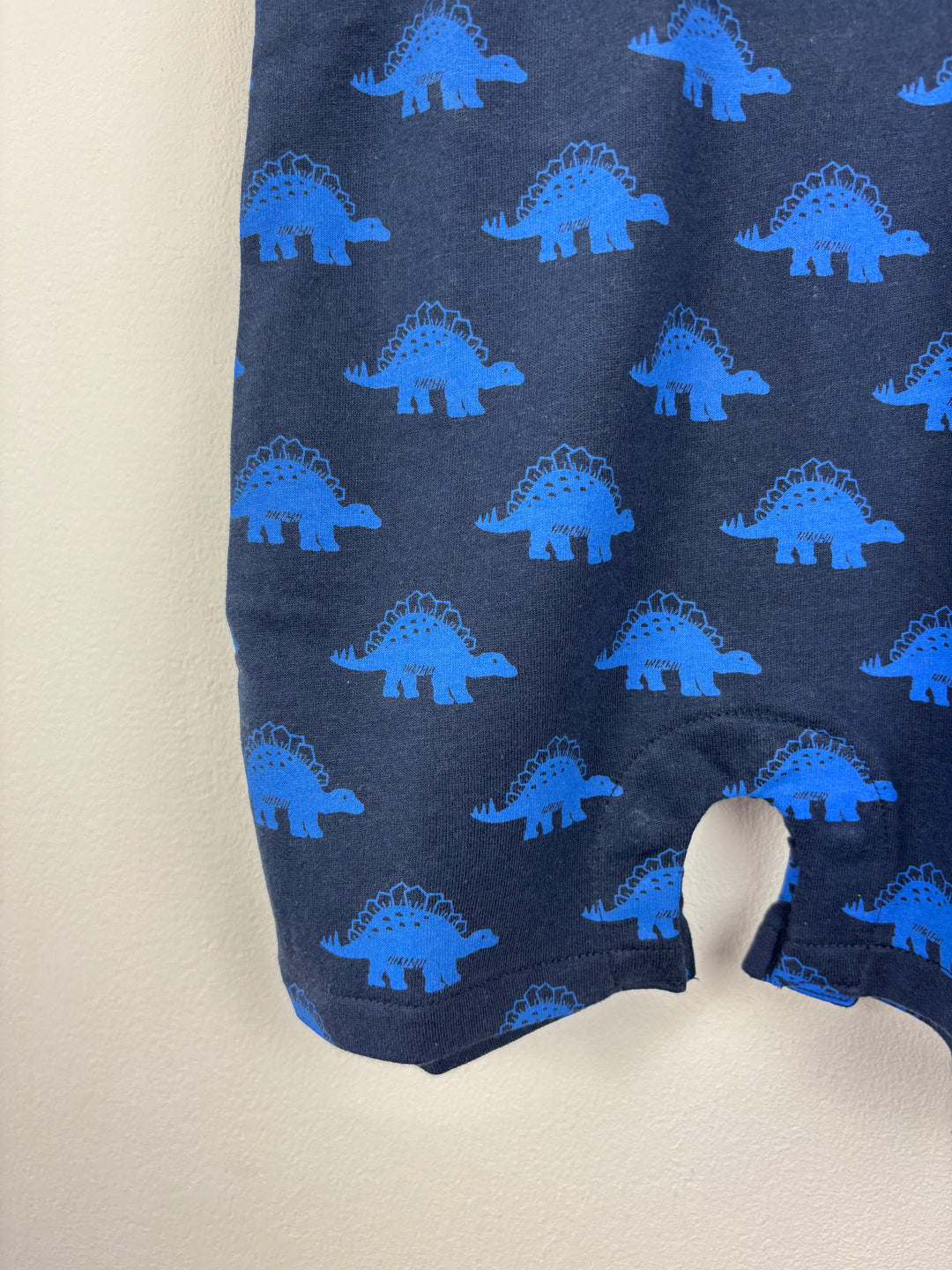 JoJo Maman Bébé Navy Dinosaur Dungaree Shorty Romper