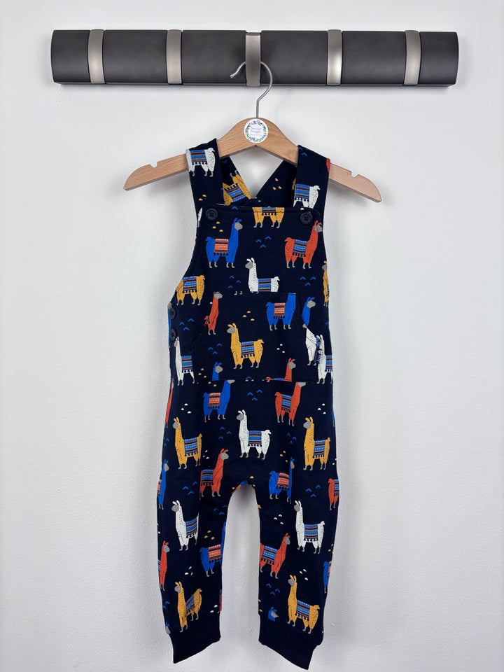 JoJo Maman Bébé Navy Llama Dungaree Romper