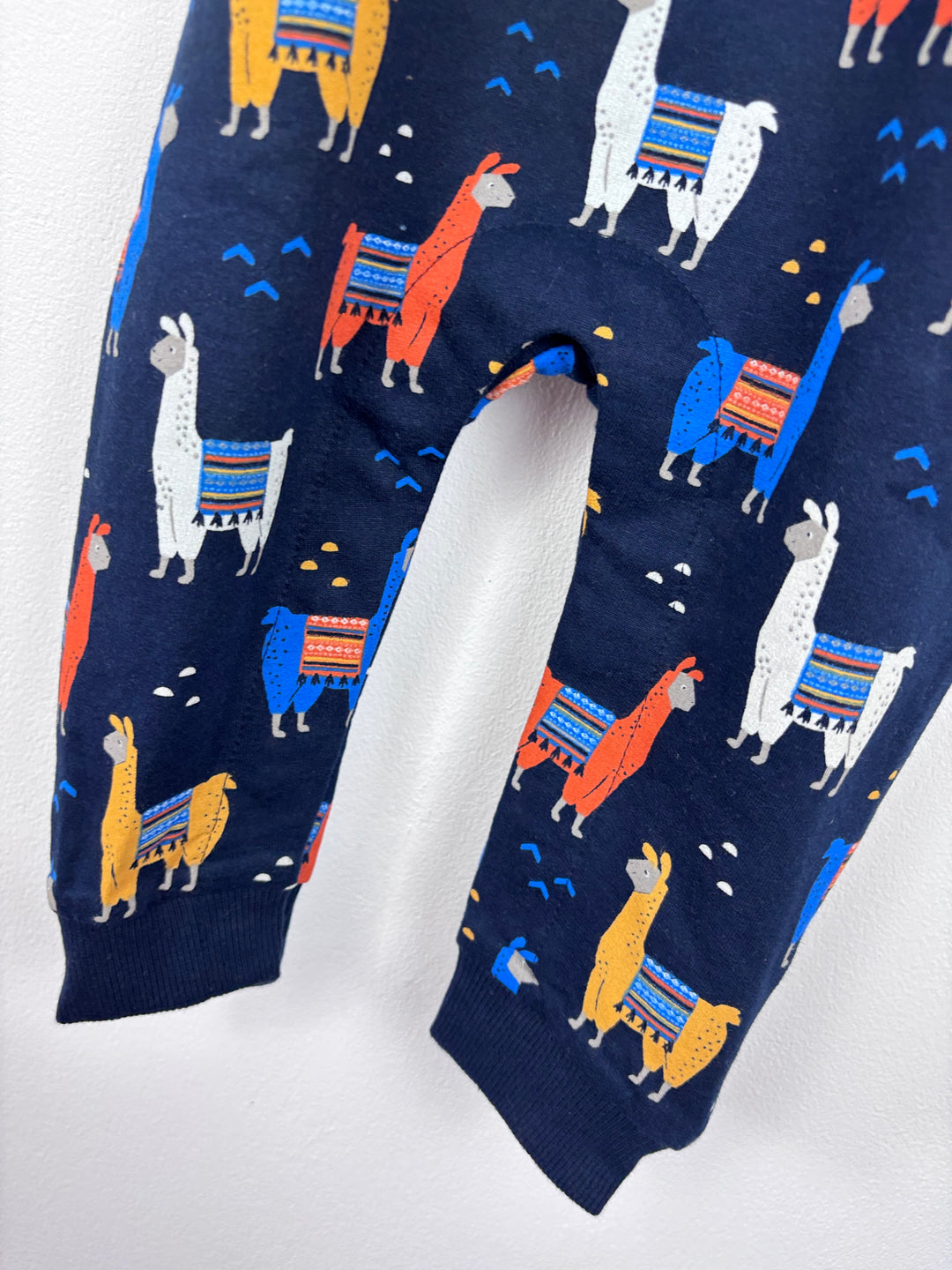 JoJo Maman Bébé Navy Llama Dungaree Romper