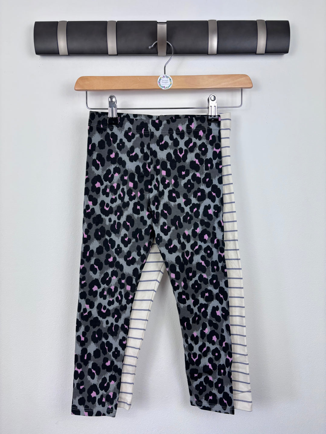 Next Leopard And Stripe Leggings 6 Years-Leggings-Second Snuggle Preloved