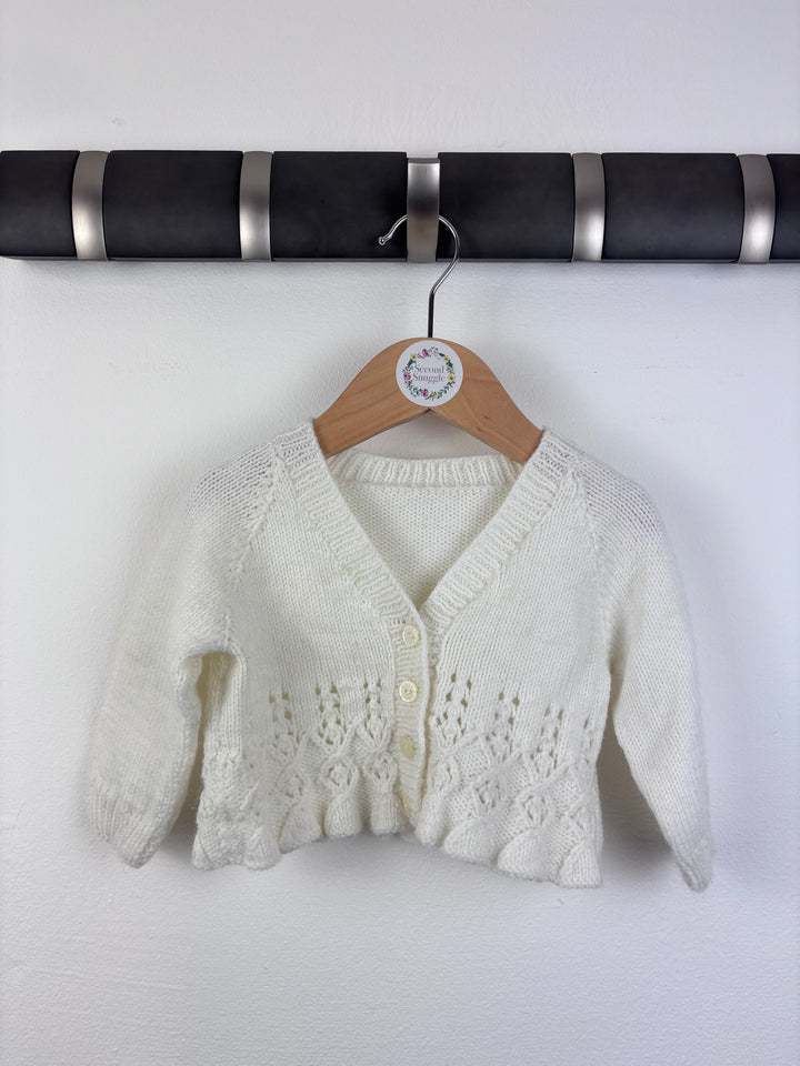 Handmade White Cardigan 3–6 Months-Cardigans-Second Snuggle Preloved
