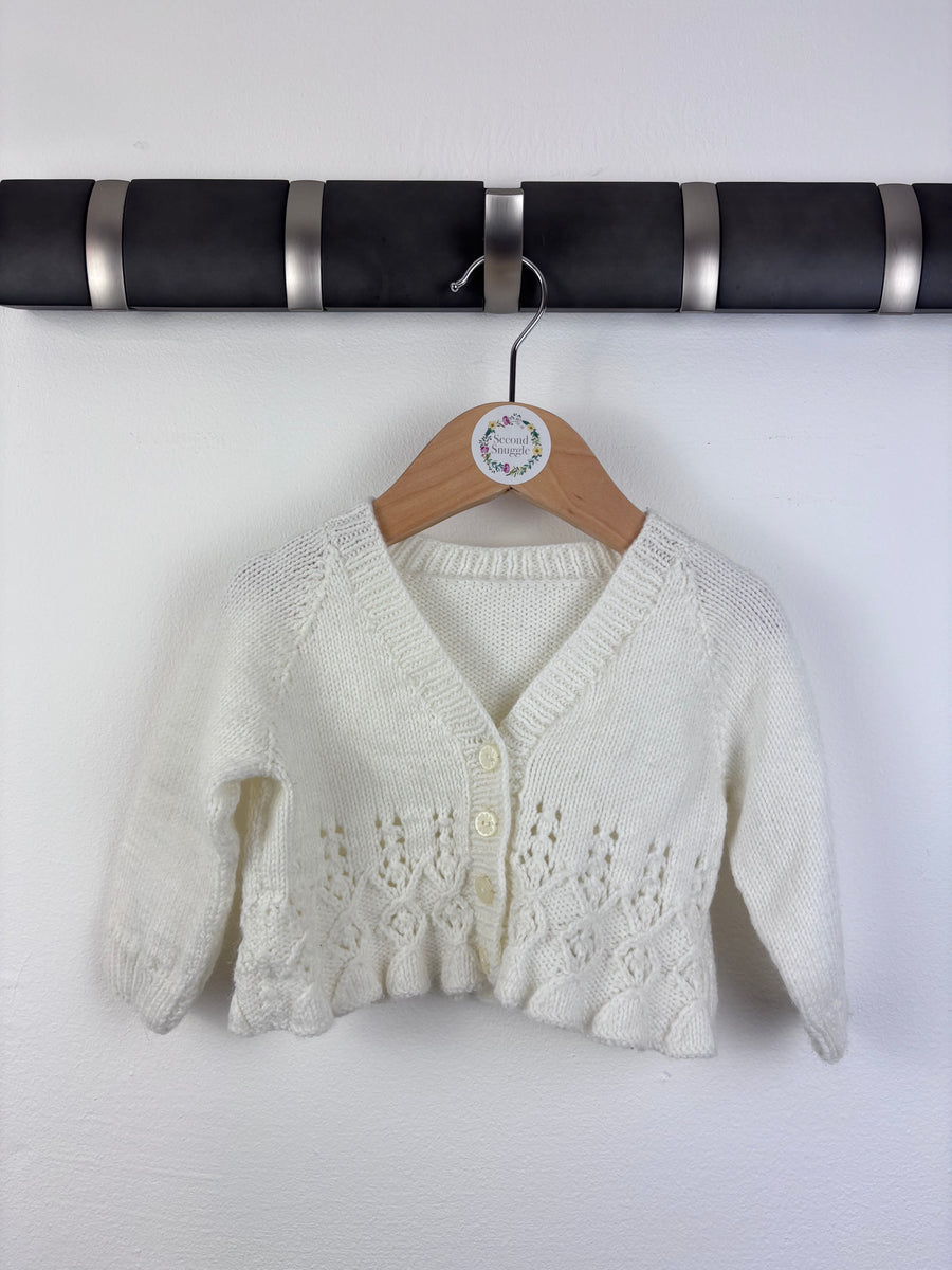 Handmade White Cardigan 3–6 Months-Cardigans-Second Snuggle Preloved