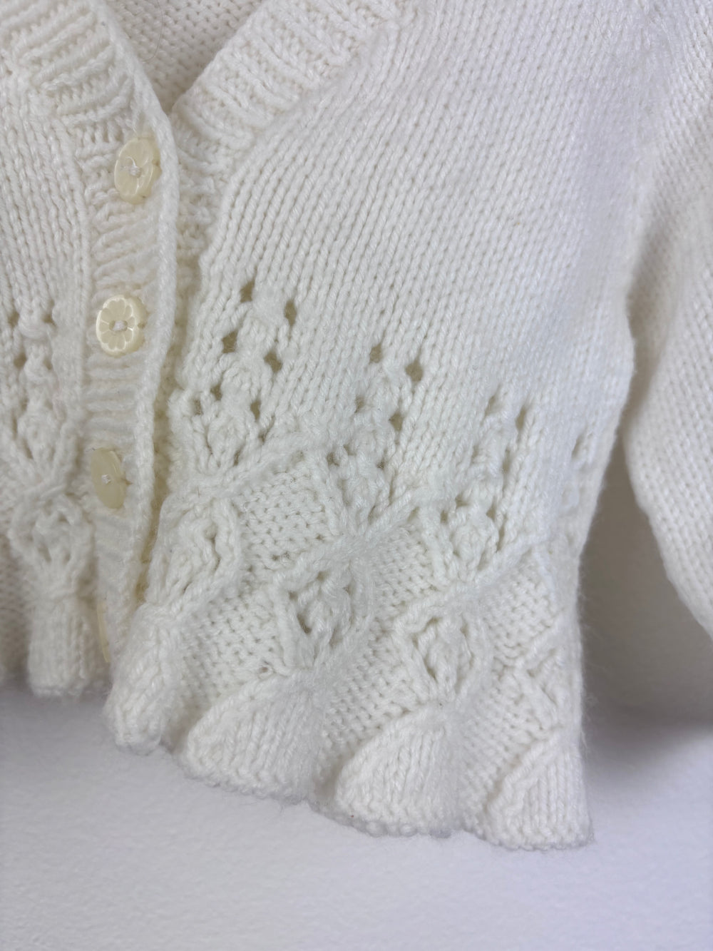 Handmade White Cardigan 3–6 Months-Cardigans-Second Snuggle Preloved