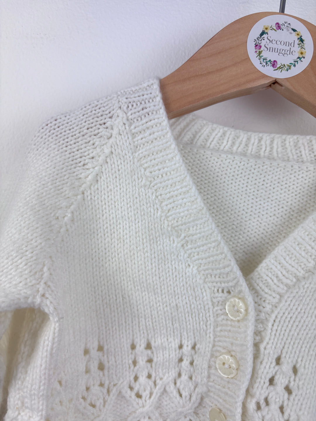 Handmade White Cardigan 3–6 Months-Cardigans-Second Snuggle Preloved