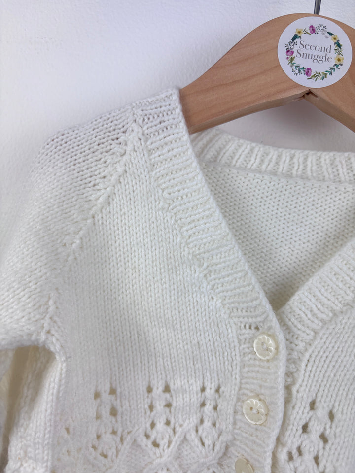 Handmade White Cardigan 3–6 Months-Cardigans-Second Snuggle Preloved