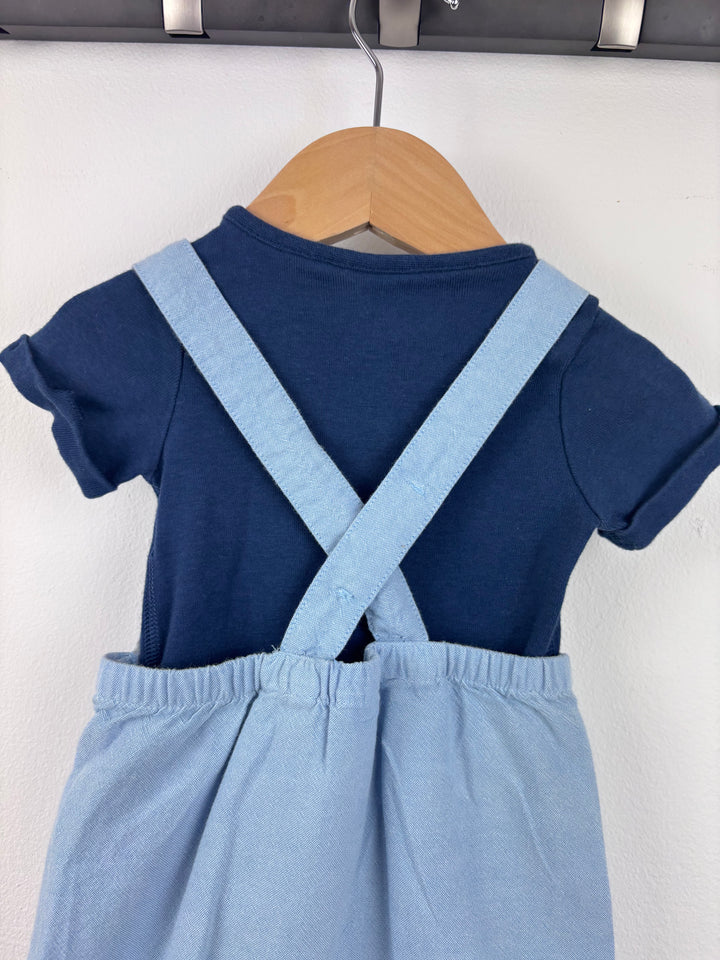 M&S Bunny Dungarees Set 0-3 Months-Dungarees-Second Snuggle Preloved