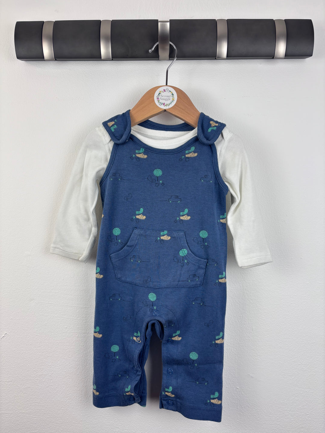 M&S Car Print Dungarees Set 0-3 Months-Dungarees-Second Snuggle Preloved