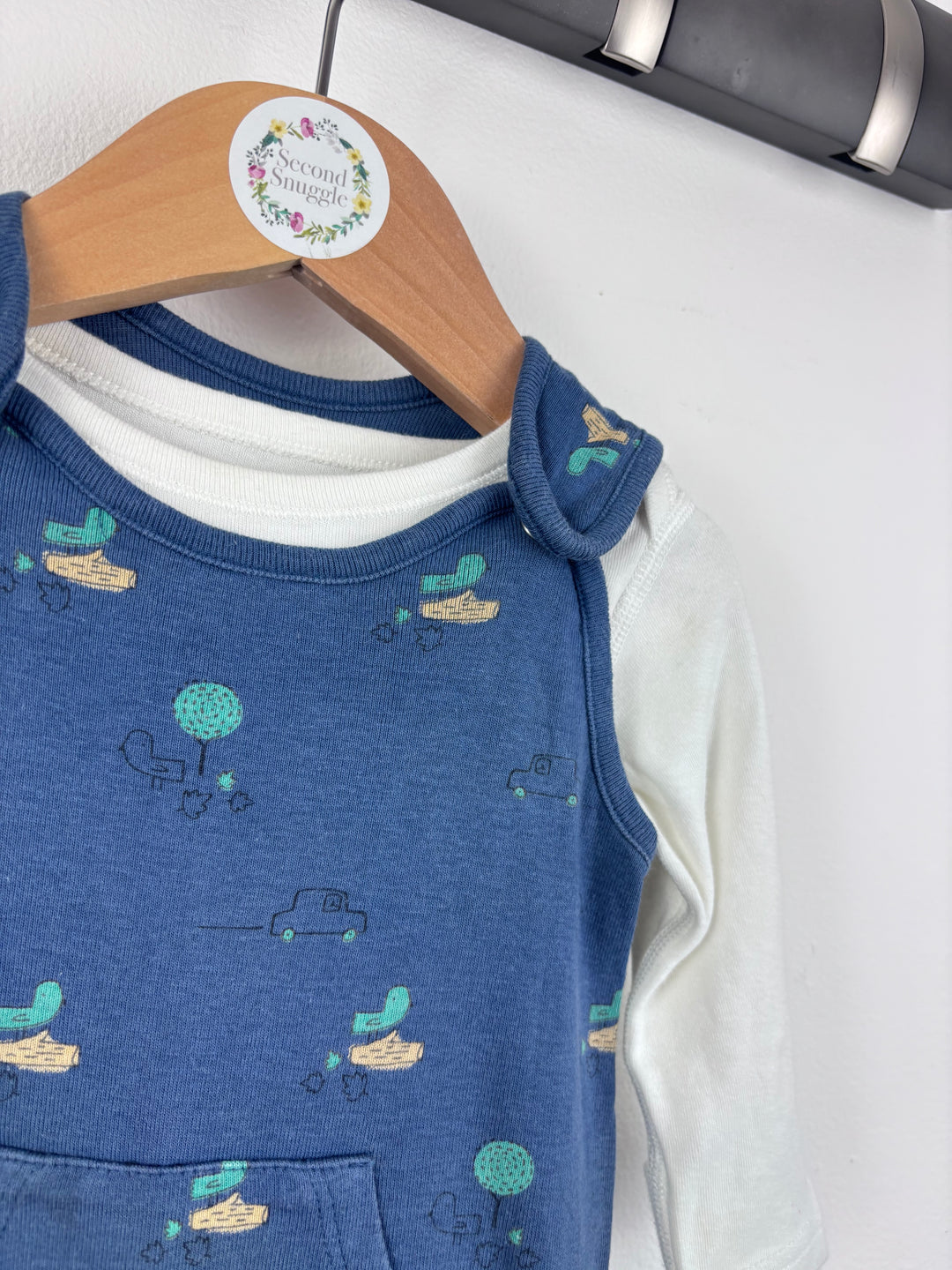 M&S Car Print Dungarees Set 0-3 Months-Dungarees-Second Snuggle Preloved