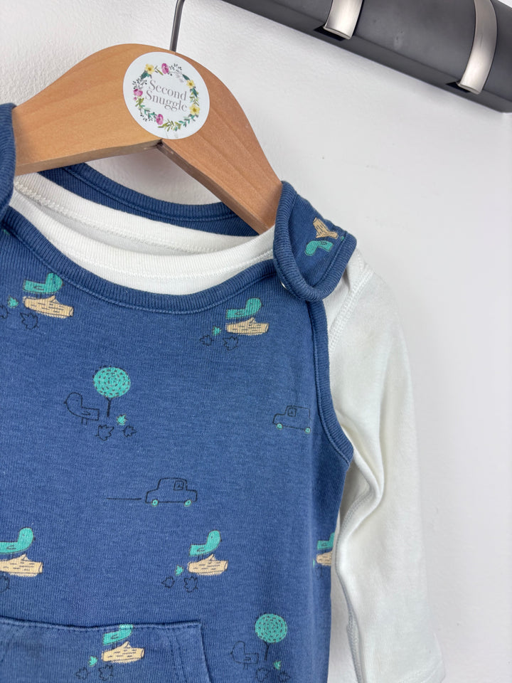 M&S Car Print Dungarees Set 0-3 Months-Dungarees-Second Snuggle Preloved