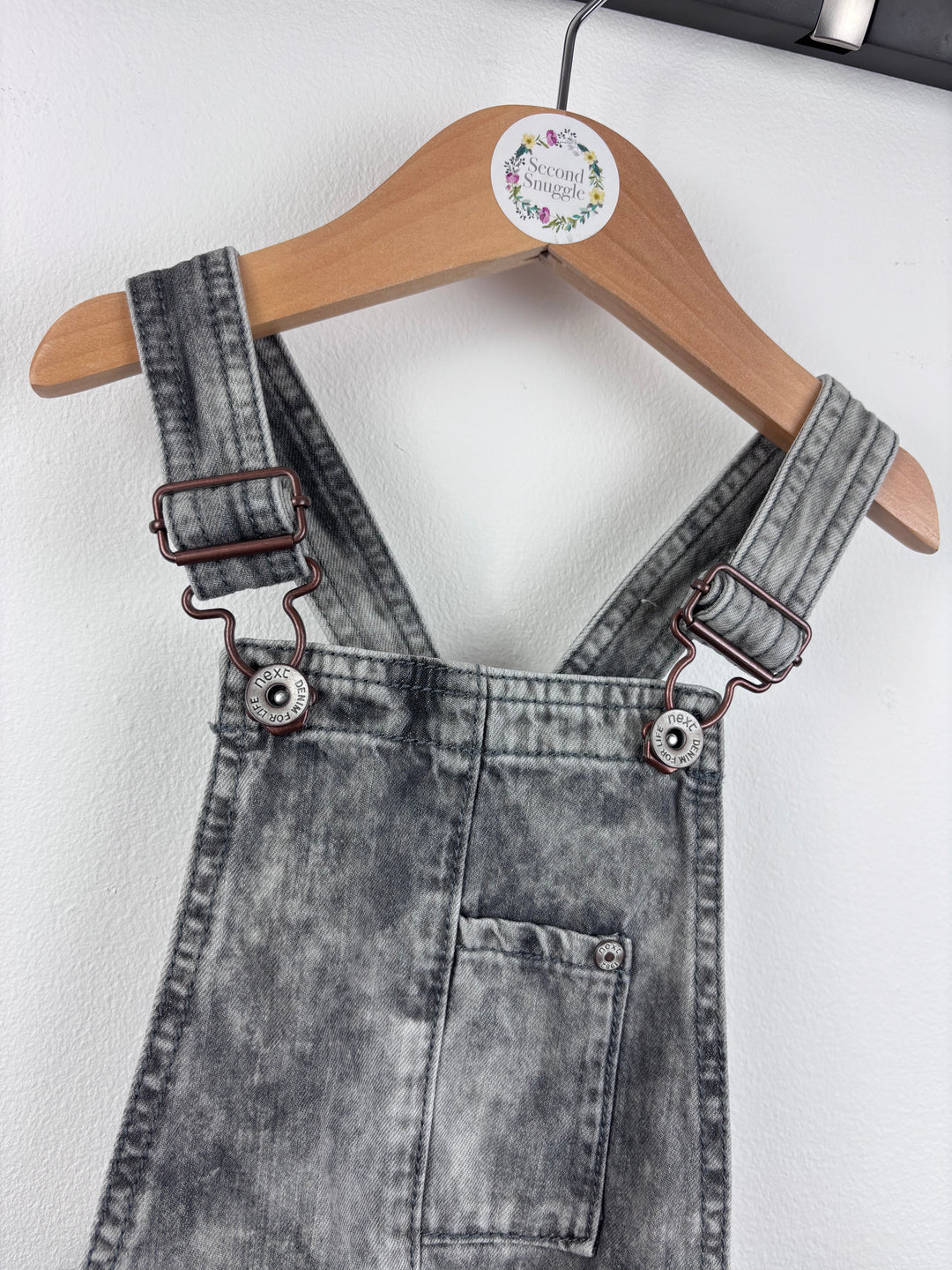 Next Grey Denim Dungaree Shorts 2–3 Years-Dungarees-Second Snuggle Preloved
