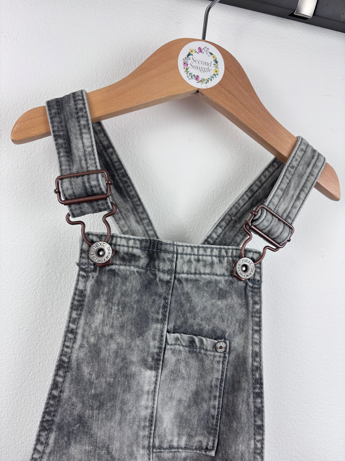 Next Grey Denim Dungaree Shorts 2–3 Years-Dungarees-Second Snuggle Preloved