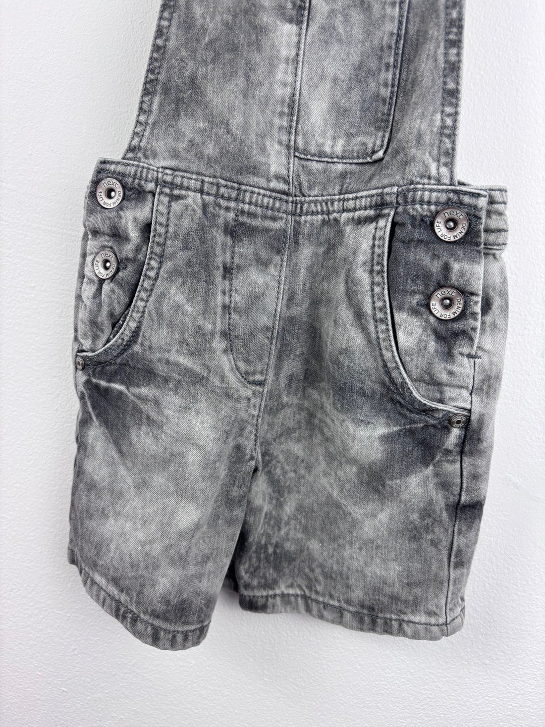 Next Grey Denim Dungaree Shorts 2–3 Years-Dungarees-Second Snuggle Preloved