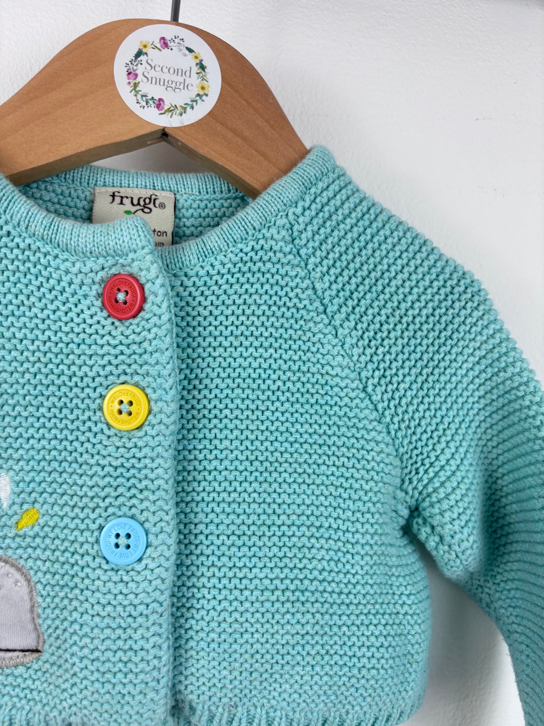 Frugi Whale Knit Cardigan 3–6 Months-Cardigans-Second Snuggle Preloved