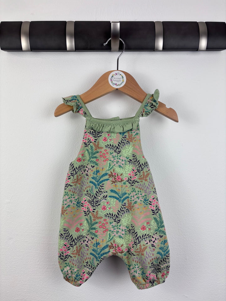 Next Green Floral Dungarees First Size-Dungarees-Second Snuggle Preloved