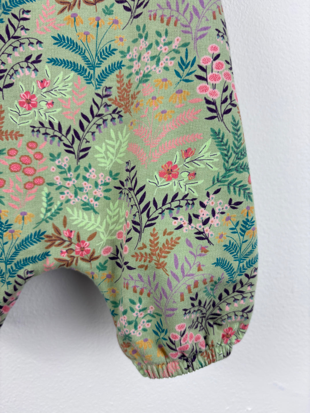 Next Green Floral Dungarees First Size-Dungarees-Second Snuggle Preloved
