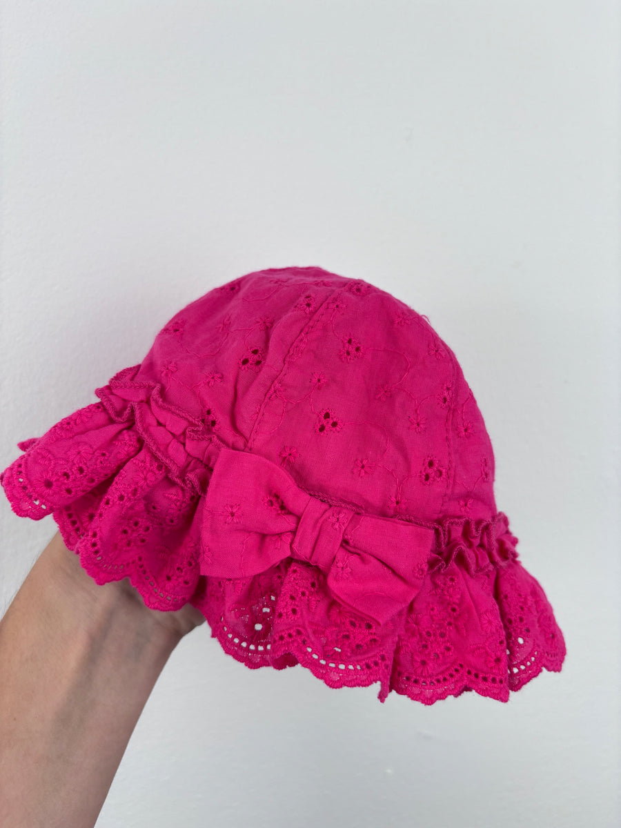 Tu Pink Broderie Hat 3-6 Months-Hats-Second Snuggle Preloved