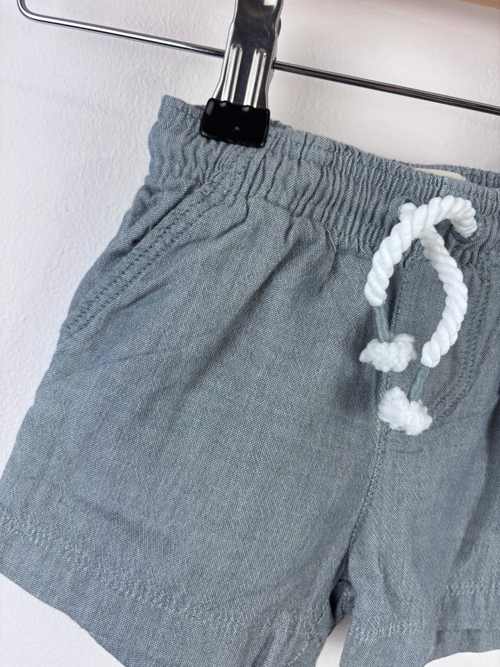 Hatley Chambray Shorts with Rope Tie 6-9 Months-Shorts-Second Snuggle Preloved