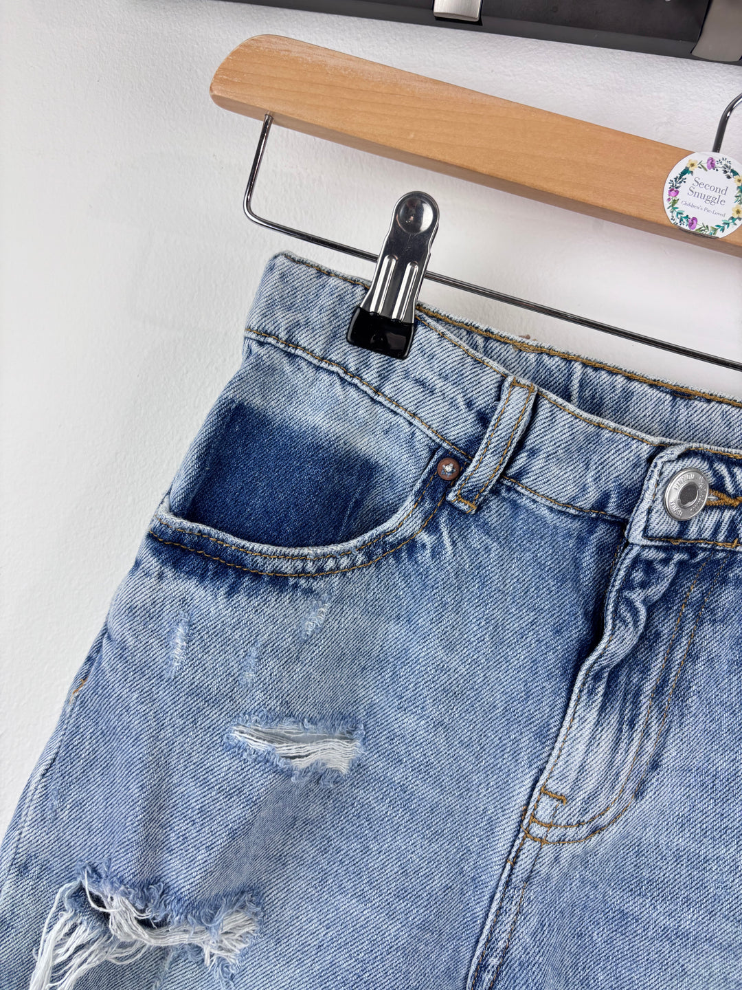 Zara Distressed Denim Shorts 9 Years-Shorts-Second Snuggle Preloved