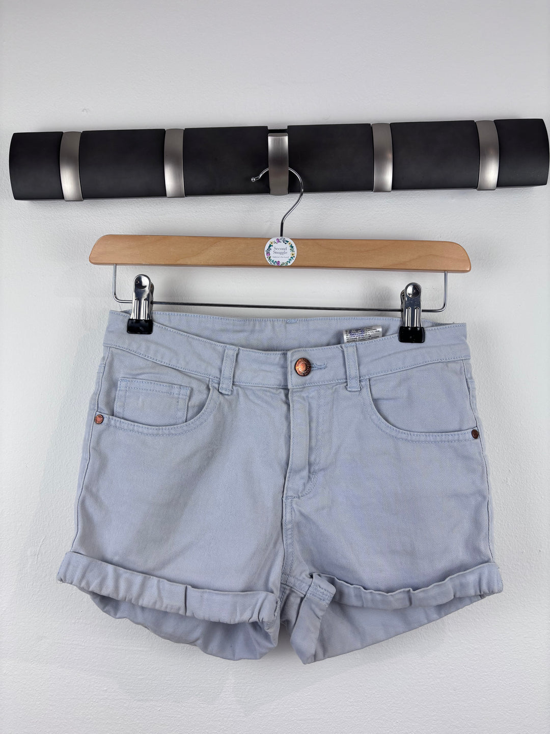 H&M Pale Blue Turn-Up Shorts 12–13 Years-Shorts-Second Snuggle Preloved