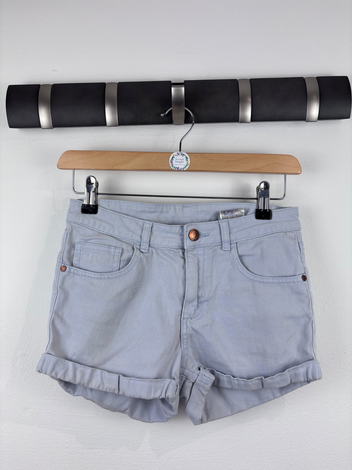 H&M Pale Blue Turn-Up Shorts 12–13 Years-Shorts-Second Snuggle Preloved