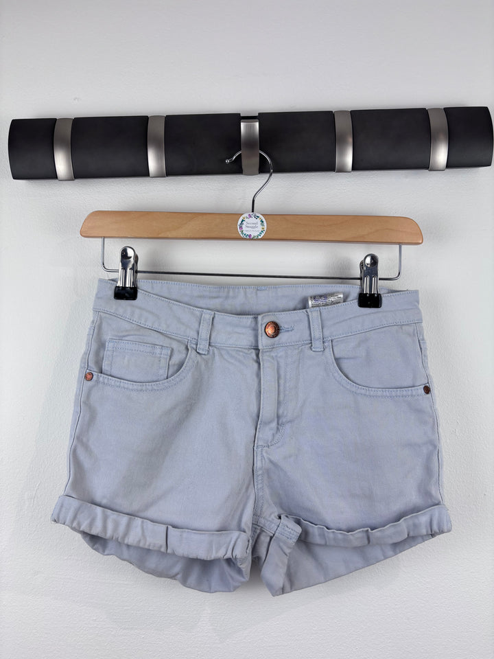 H&M Pale Blue Turn-Up Shorts 12–13 Years-Shorts-Second Snuggle Preloved