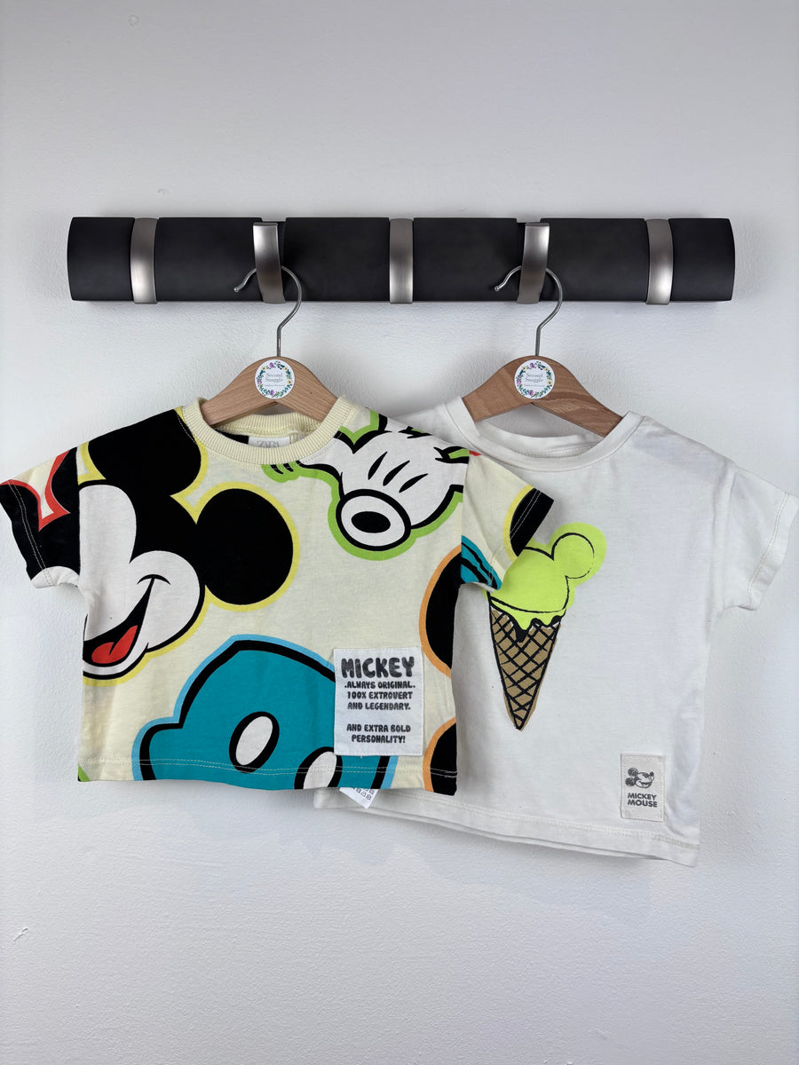 Zara Mickey & Ice Cream T-Shirts Set 3-6 Months-Tops-Second Snuggle Preloved