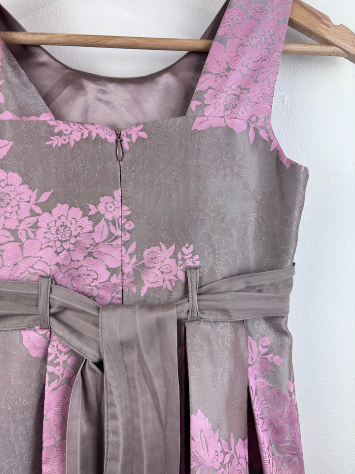 Monsoon Pink and Grey Floral Dress 9–10 Years-Dresses-Second Snuggle Preloved