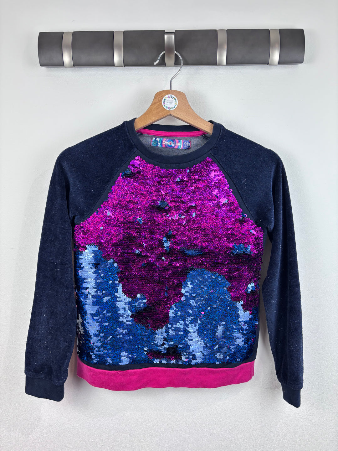 Desigual Navy and Sequin Sweatshirt 9–10 Years-Jumpers-Second Snuggle Preloved