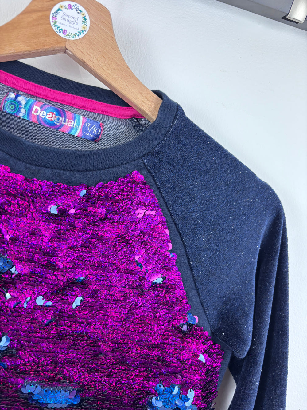 Desigual Navy and Sequin Sweatshirt 9–10 Years-Jumpers-Second Snuggle Preloved