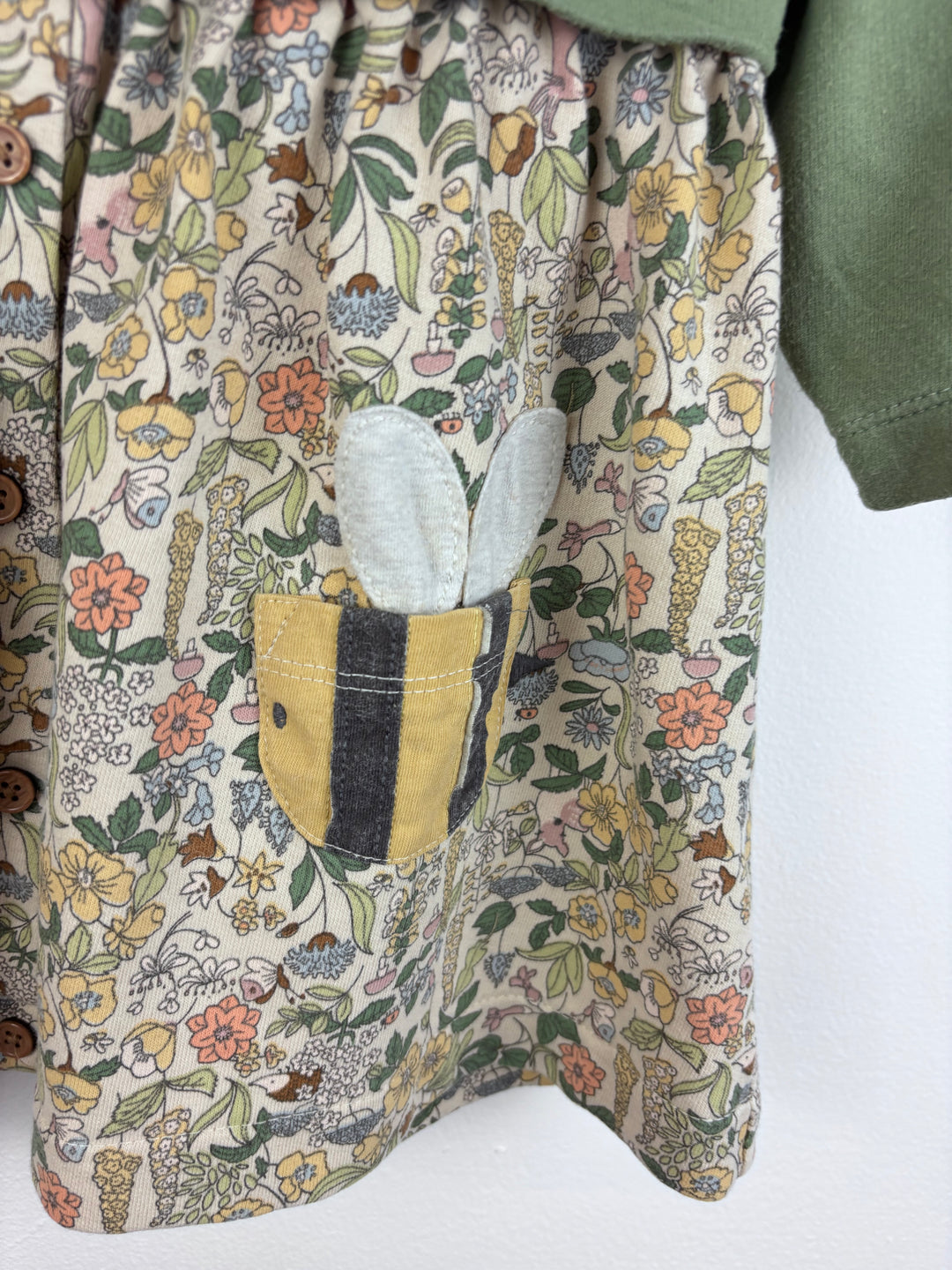 Next Forest Green Floral Dress 9-12 Months - PLAY-Dresses-Second Snuggle Preloved