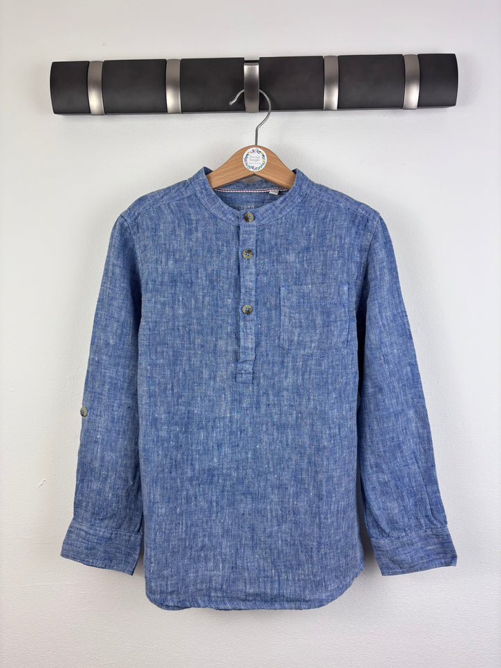 John Lewis Blue Linen Shirt 7-8 Years-Shirts-Second Snuggle Preloved