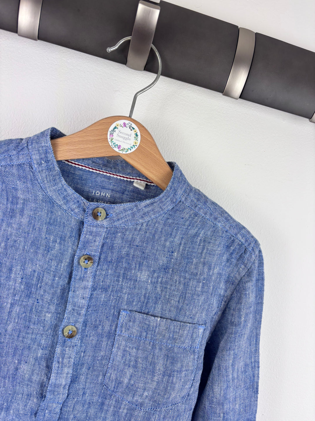 John Lewis Blue Linen Shirt 7-8 Years-Shirts-Second Snuggle Preloved