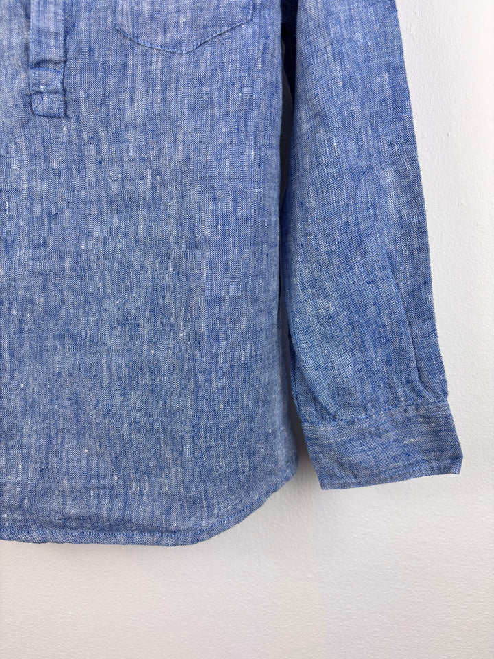 John Lewis Blue Linen Shirt 7-8 Years-Shirts-Second Snuggle Preloved