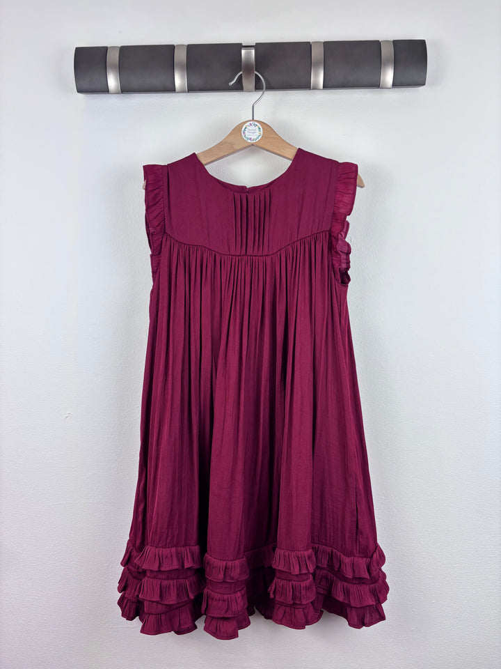 Next Burgundy Frill Dress 7-8 Years-Dresses-Second Snuggle Preloved