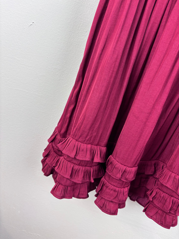 Next Burgundy Frill Dress 7-8 Years-Dresses-Second Snuggle Preloved