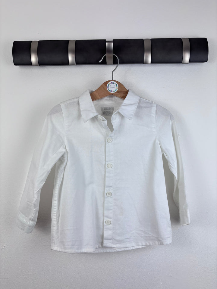 Mamas And Papas White Long Sleeve Shirt 2-3 Years-Shirts-Second Snuggle Preloved