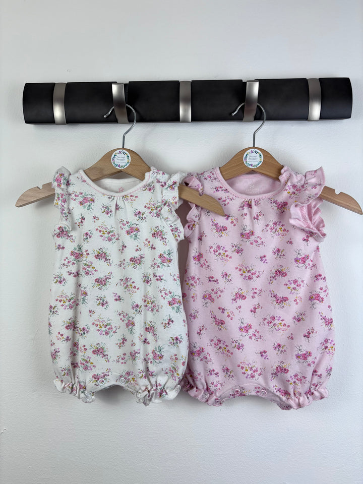 Next Floral Romper Twin Pack Up To 1 Month-Rompers-Second Snuggle Preloved