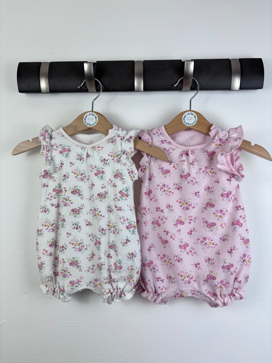 Next Floral Romper Twin Pack Up To 1 Month-Rompers-Second Snuggle Preloved