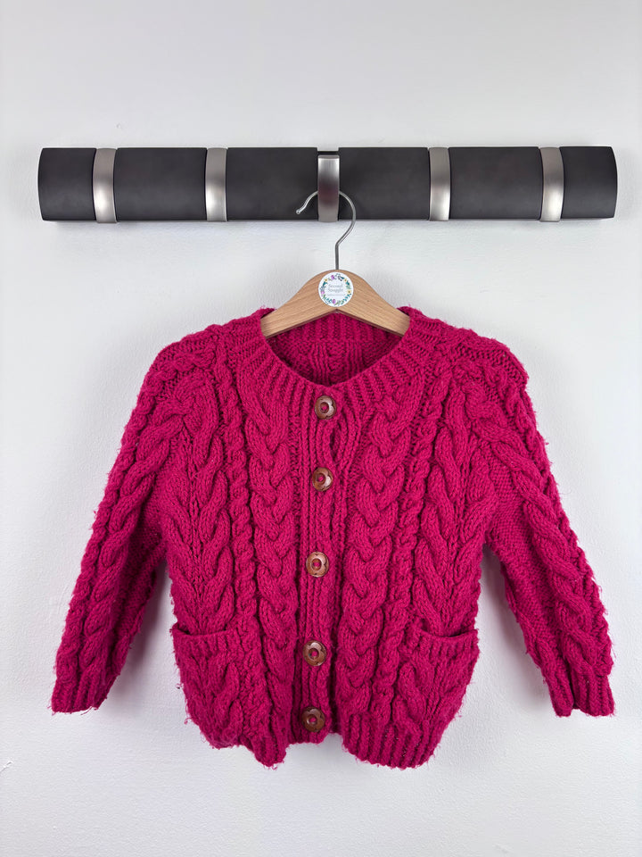 Handmade Cable Knit Cardigan 12-18 Months Approx-Cardigans-Second Snuggle Preloved