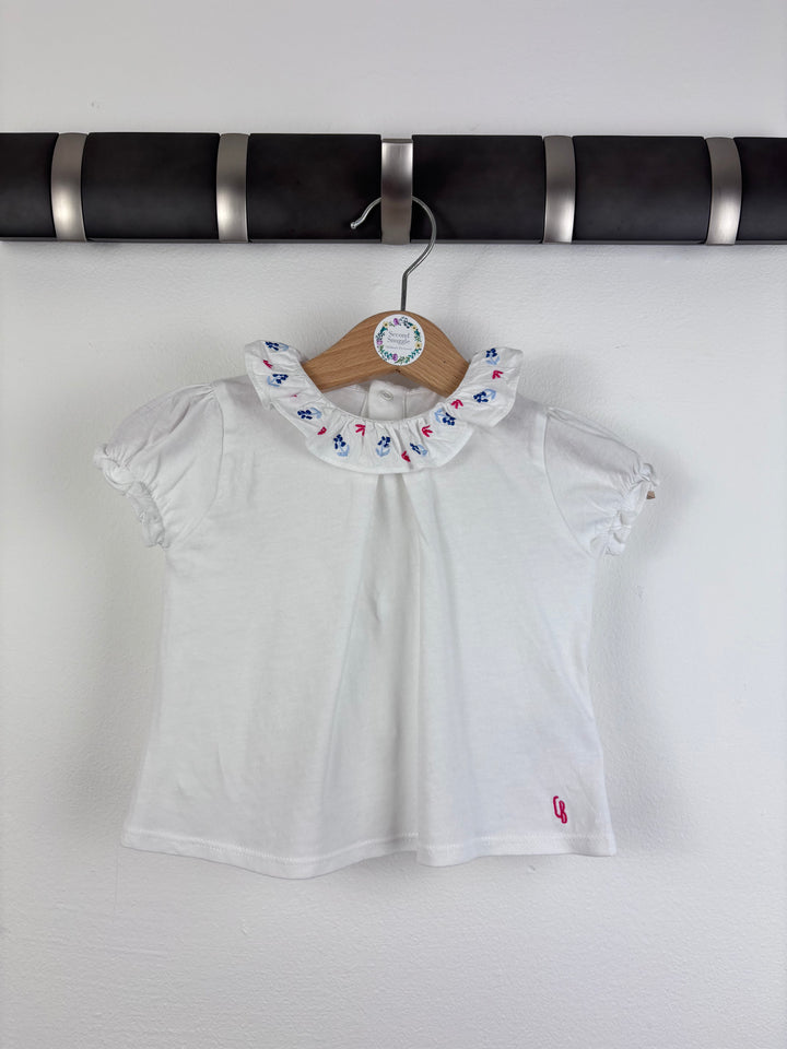 Carrement Beau White Frill Collar Top 6 Months-Tops-Second Snuggle Preloved
