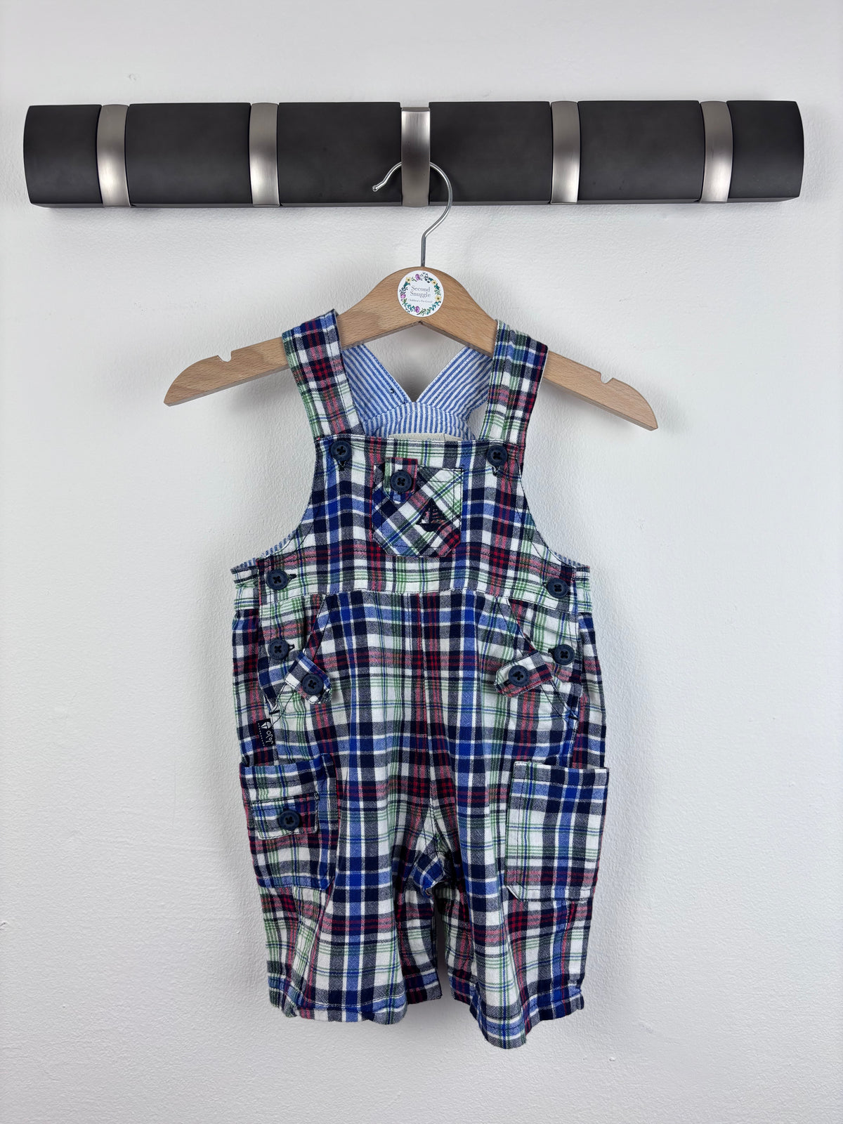 JoJo Maman Bebe Checked Dungarees 3-6 Months-Dungarees-Second Snuggle Preloved