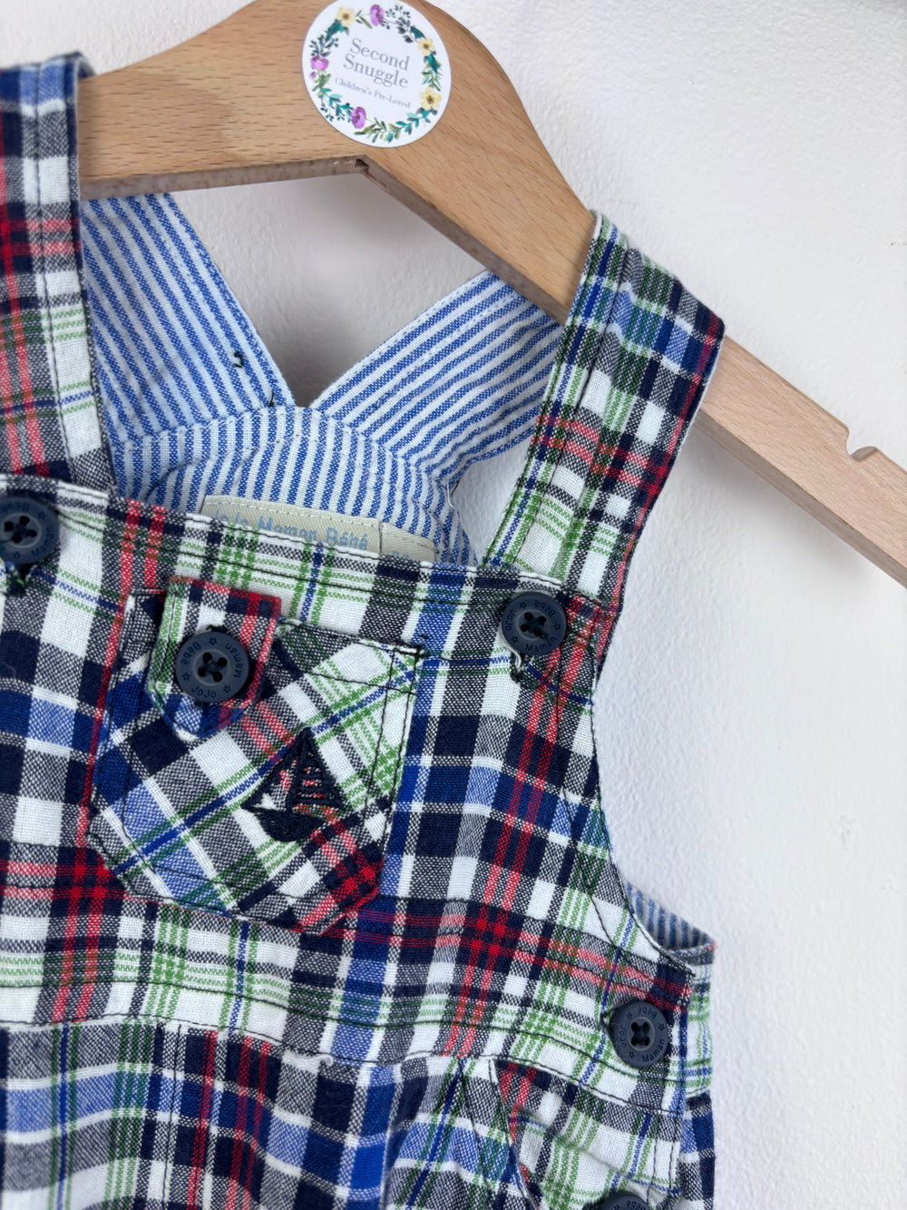 JoJo Maman Bebe Checked Dungarees 3-6 Months-Dungarees-Second Snuggle Preloved