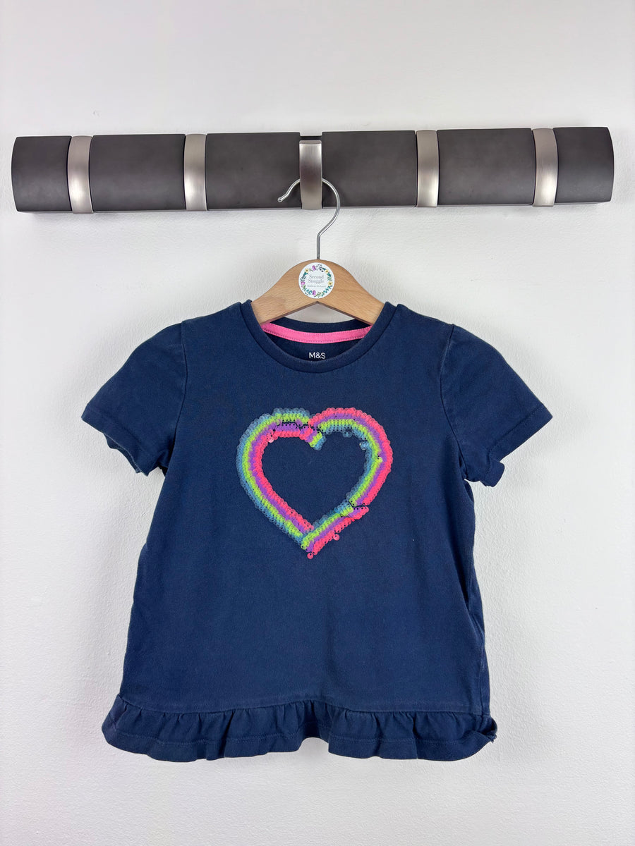 M&S Heart T Shirt 3-4 Years-Tops-Second Snuggle Preloved