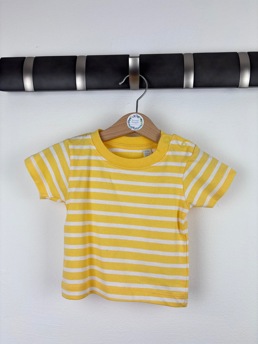 JoJo Maman Bebe Yellow Stripe T Shirt 3-6 Months-Tops-Second Snuggle Preloved